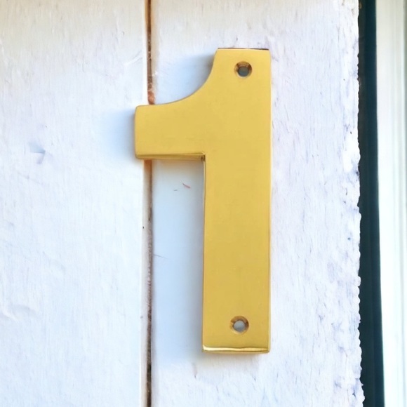 Williams Sonoma Solid Brass House Address Number, #1 - Picture 4 of 6